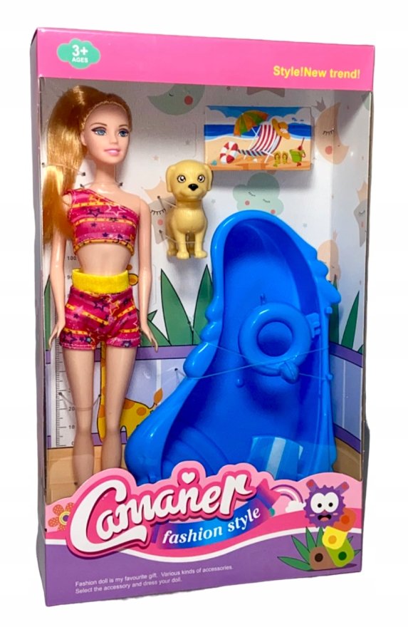 ZESTAW LALKA BASEN PIESEK WAKACJE LALKI ODPOCZYNEK AKCESORIA