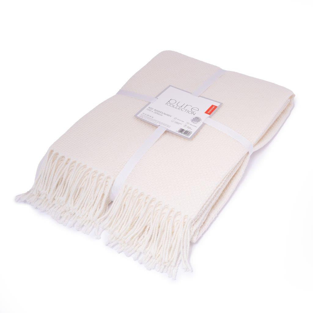 Koc 150X200 Bawełniano-Akrylowy Jacquard Ecru