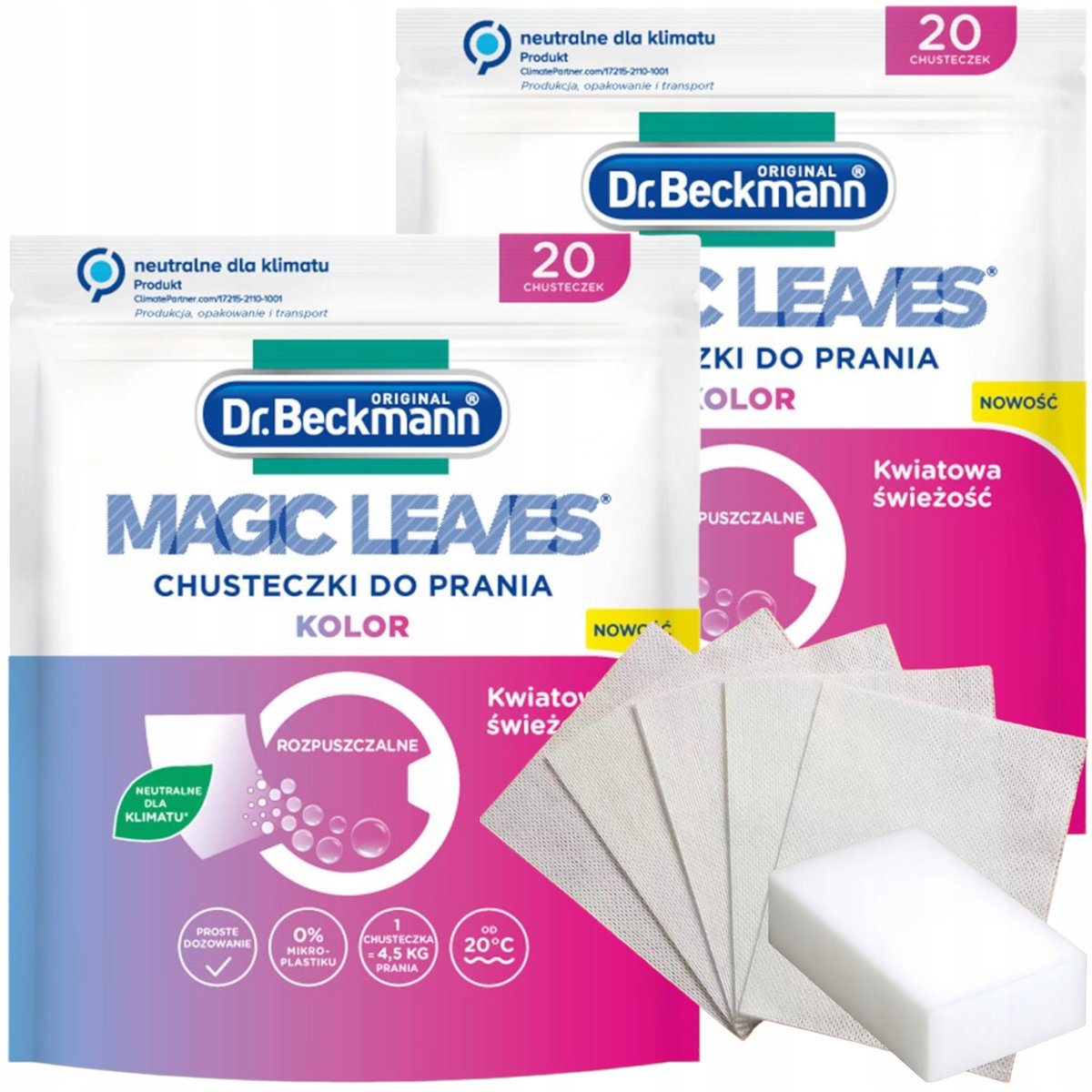 Magiczne Chusteczki Do Prania Kolorów Dr. Beckmann Listki Piorące Zestaw
