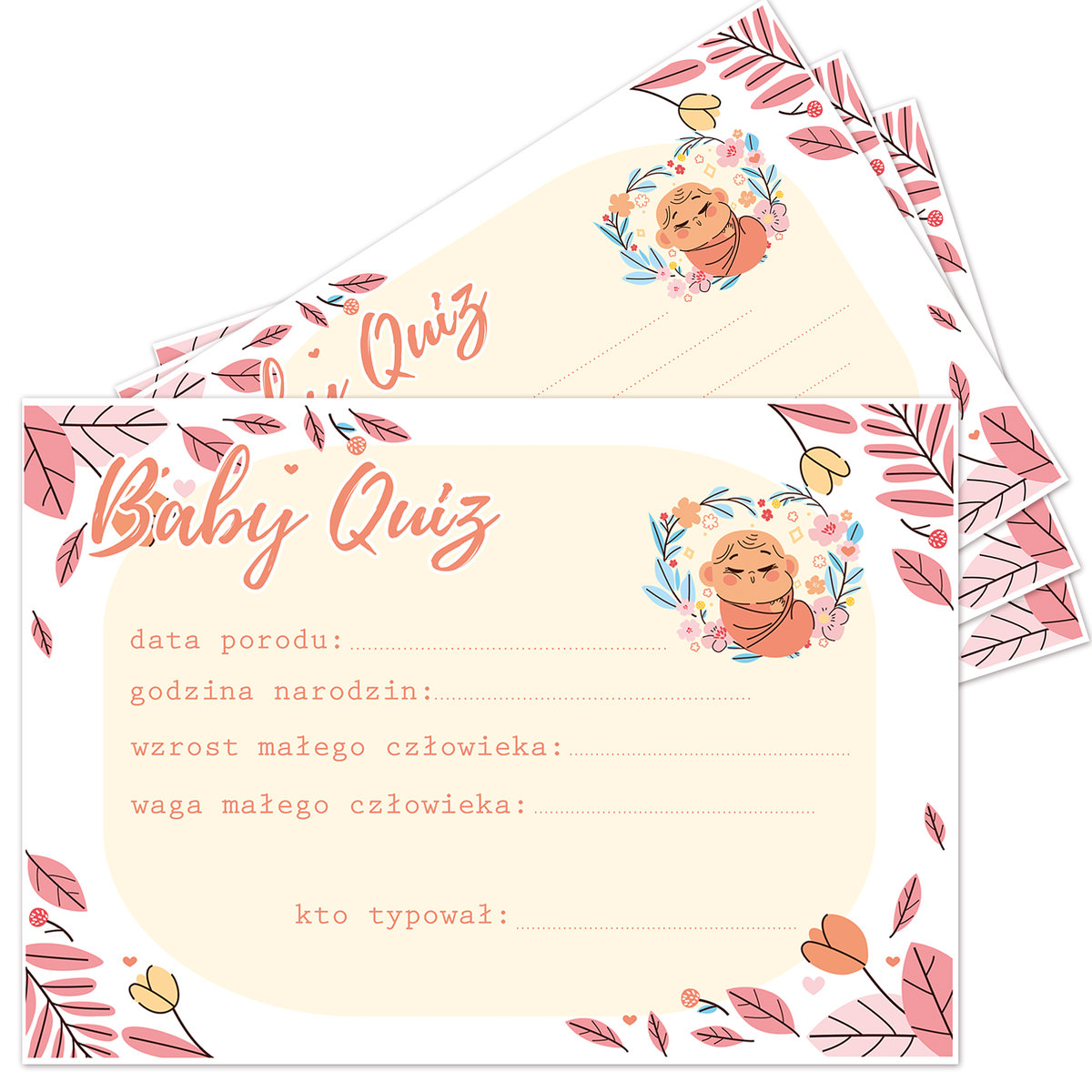 Baby Shower Baby Quiz, gra towarzyska, WyczarujPrezent