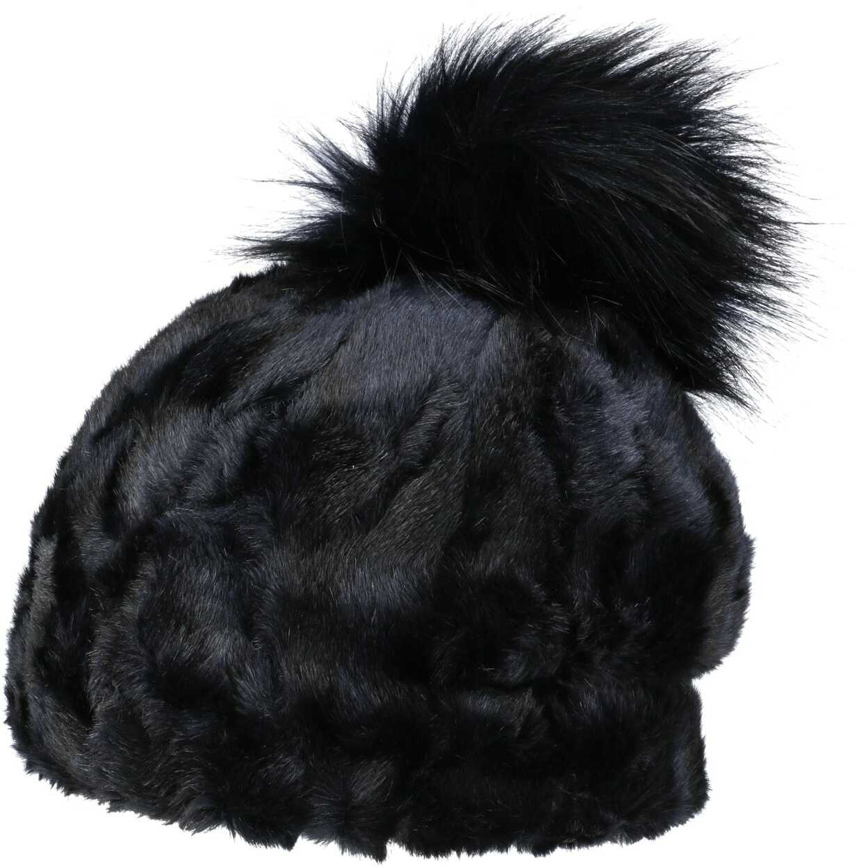 Czapka z Pomponem Fake Fur by Gebeana, ciemnoniebieski, One Size