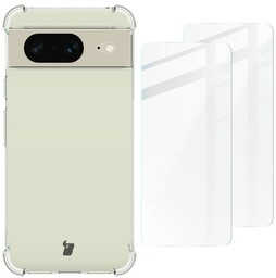 Bizon Etui + 2x szkło Case Clear Pack do Google Pixel 8, przezroczyste
