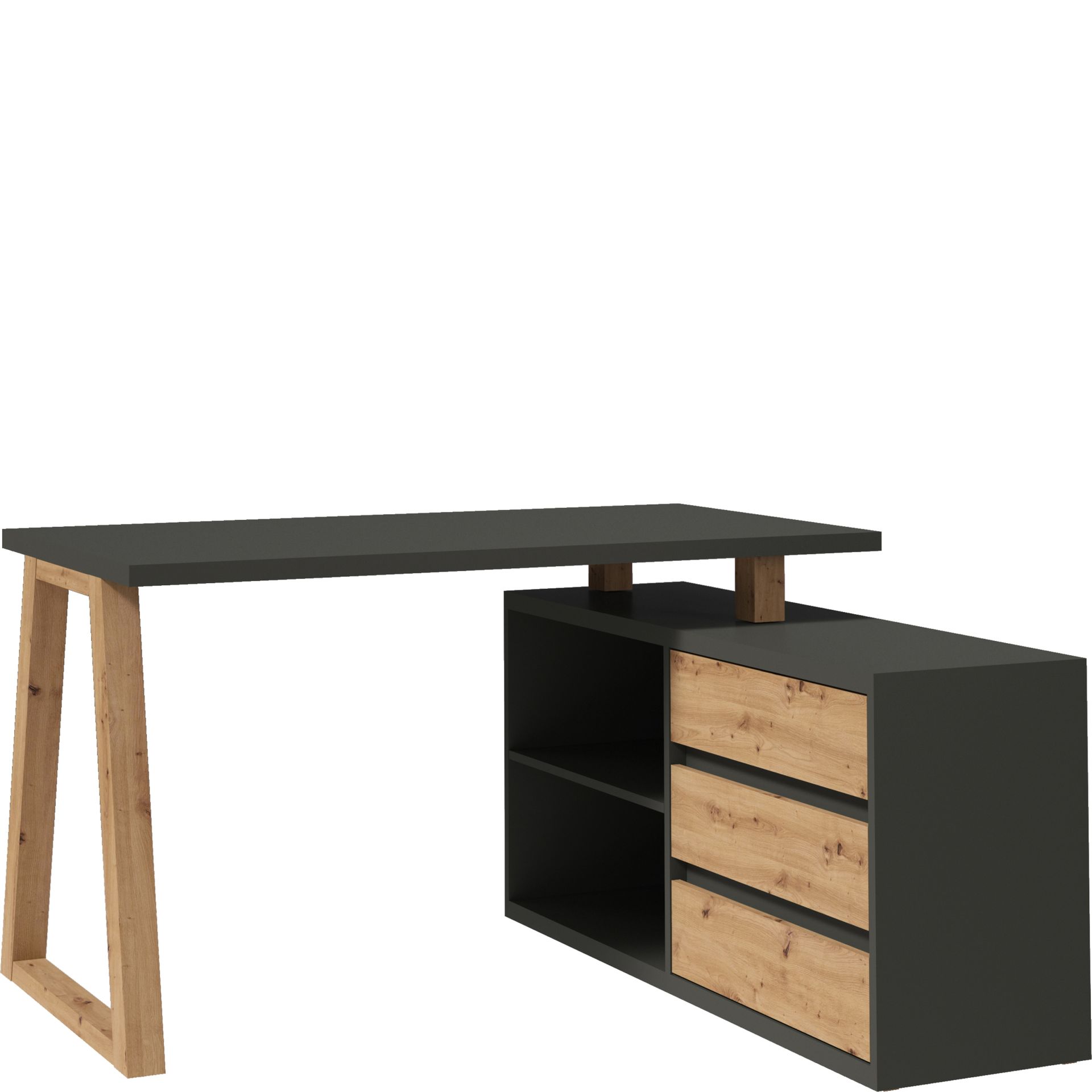 Biurko Narożne Iga II Grafit Meblomax Dąb Artisan, Grafit