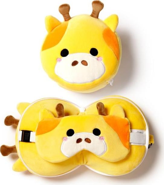 Puckator Pluszowa poduszka podróżna z opaską na oczy Relaxeazzz - Żyrafa
