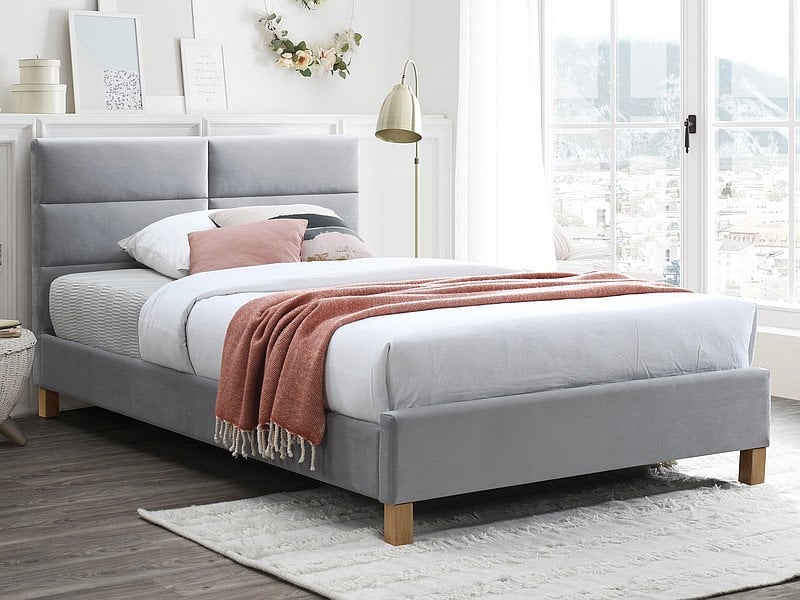 Łóżko Sierra Velvet 120X200 Dąb / Bluvel 03 Szary