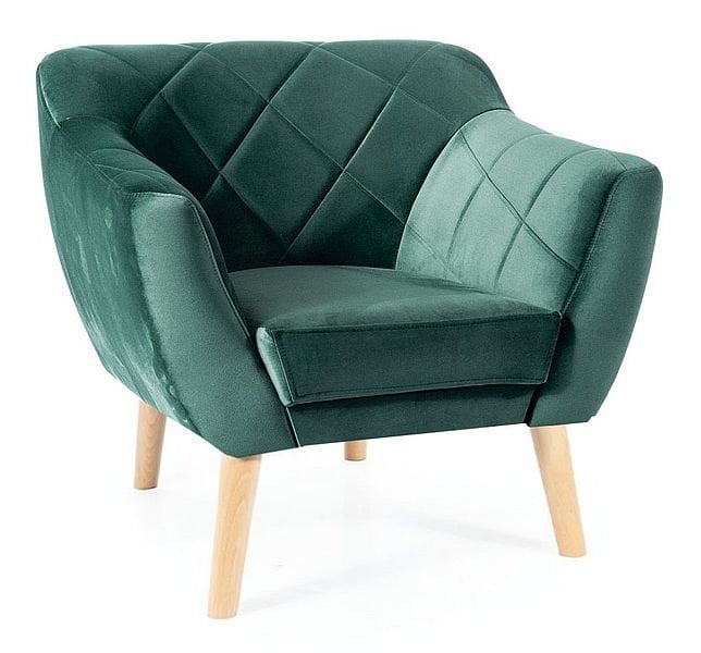 Fotel Karo 1 Velvet Buk / Bluvel 78 Zielony