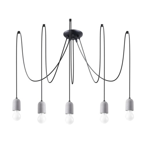 Neso lampa wisząca 5xE27 czarna/szara SL.1161