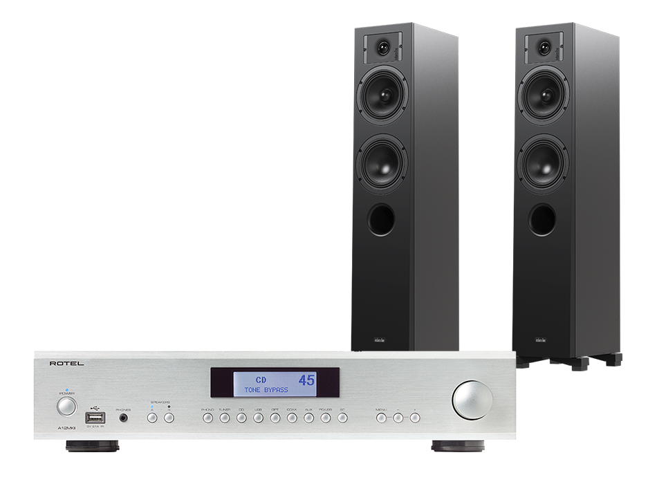Rotel A12 MKII (srebrny) + Diva 5 (czarny)
