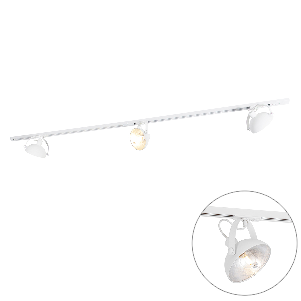 QAZQA System szynowy 1-fazowy z 3 reflektorami białymi regulowanymi - Magnax