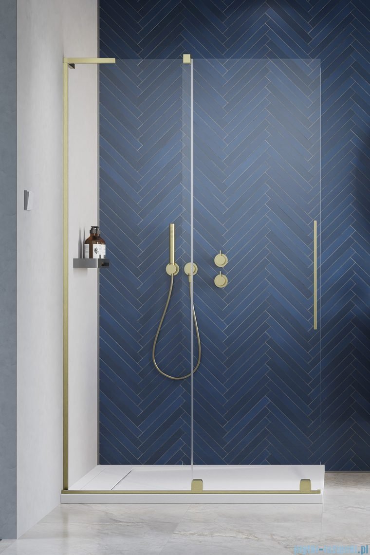 Radaway Furo SL Brushed Gold kabina Walk-in 90x200cm lewa szczotkowane złoto 10306488-99-01L/10110444-01-01