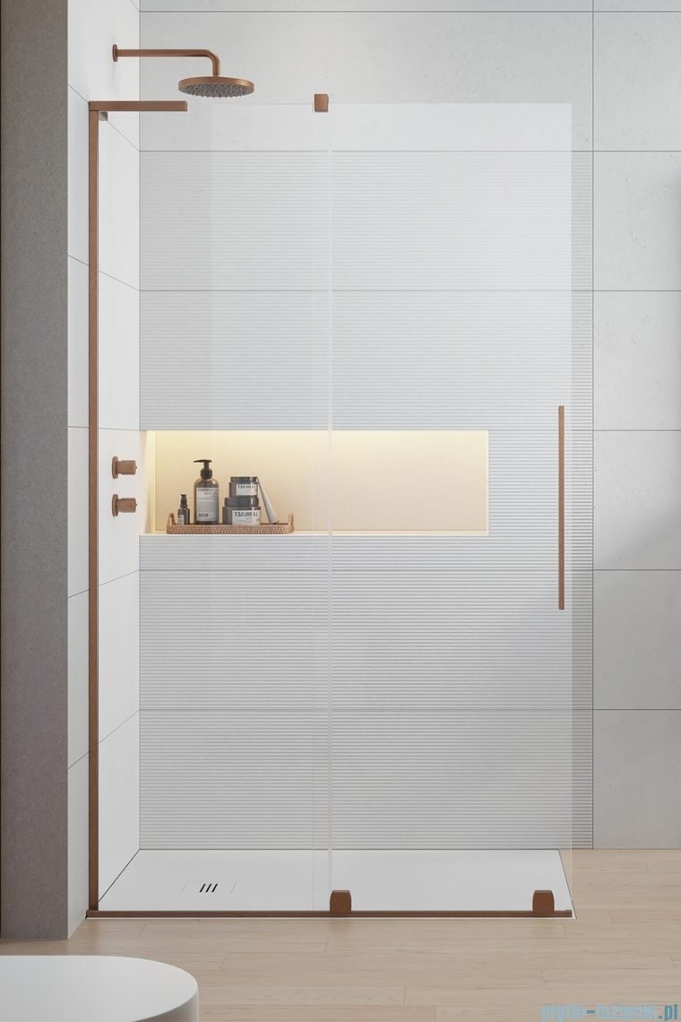 Radaway Furo SL Brushed Copper kabina Walk-in 120x200cm lewa szczotkowana miedź 10306638-93-01L/10110594-01-01