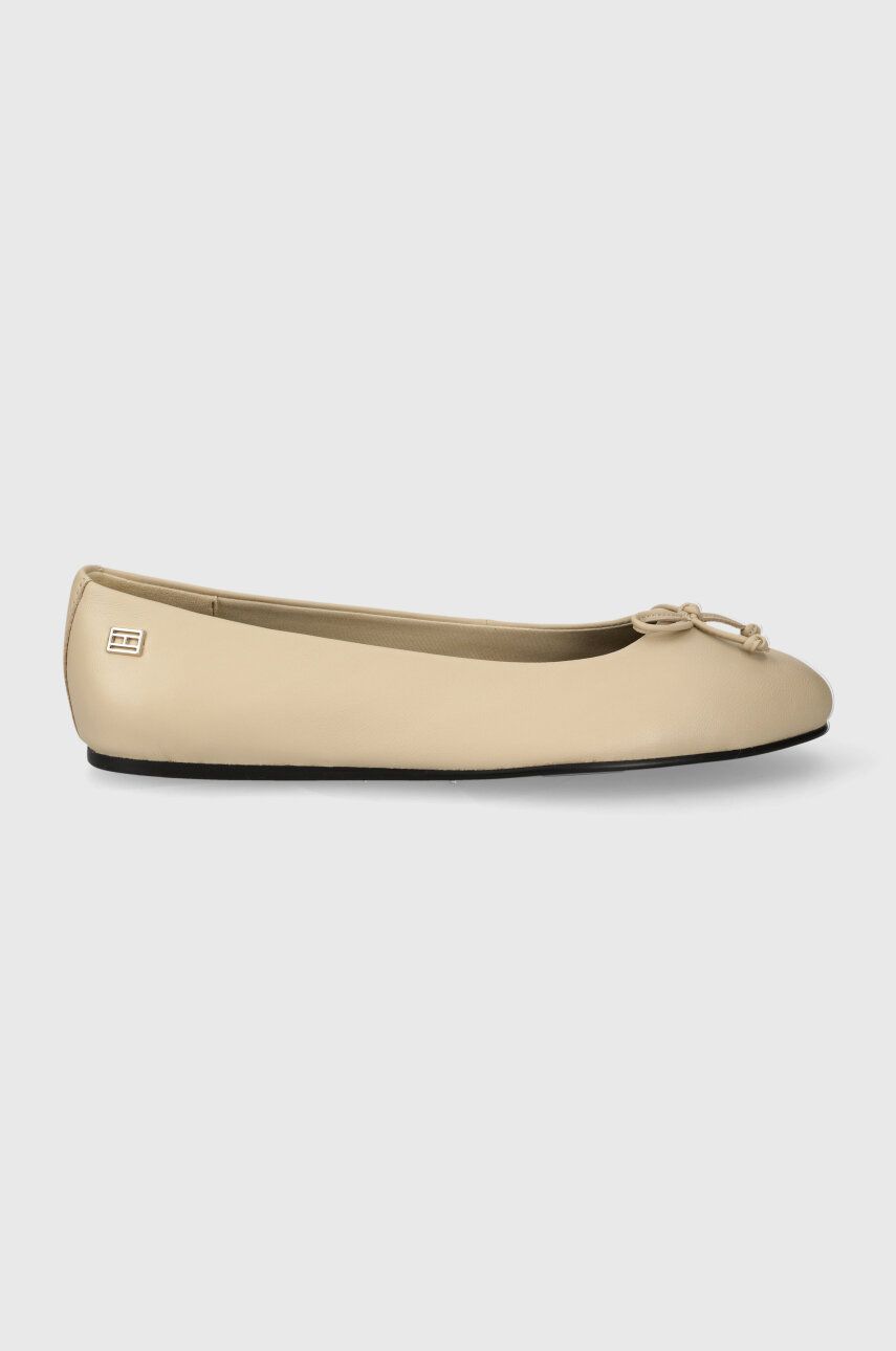 Tommy Hilfiger baleriny skórzane ESSENTIAL LEATHER BALLERINA kolor beżowy  FW0FW07768