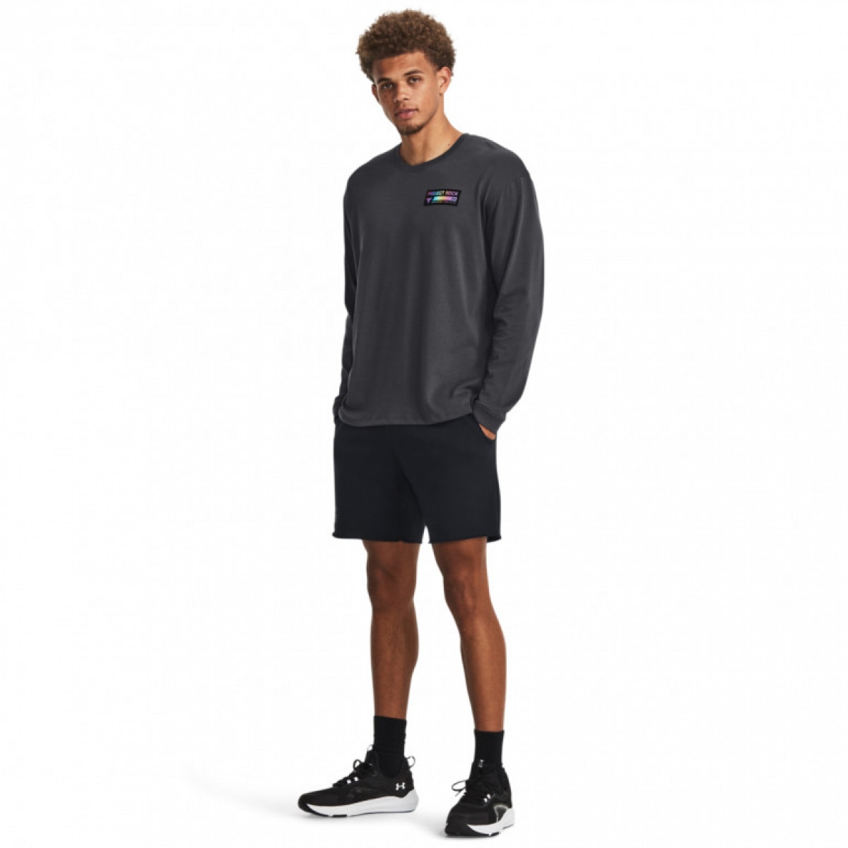 Męskie spodenki treningowe Under Armour Project Rock Hwt Terry Shorts - czarne - UNDER ARMOUR