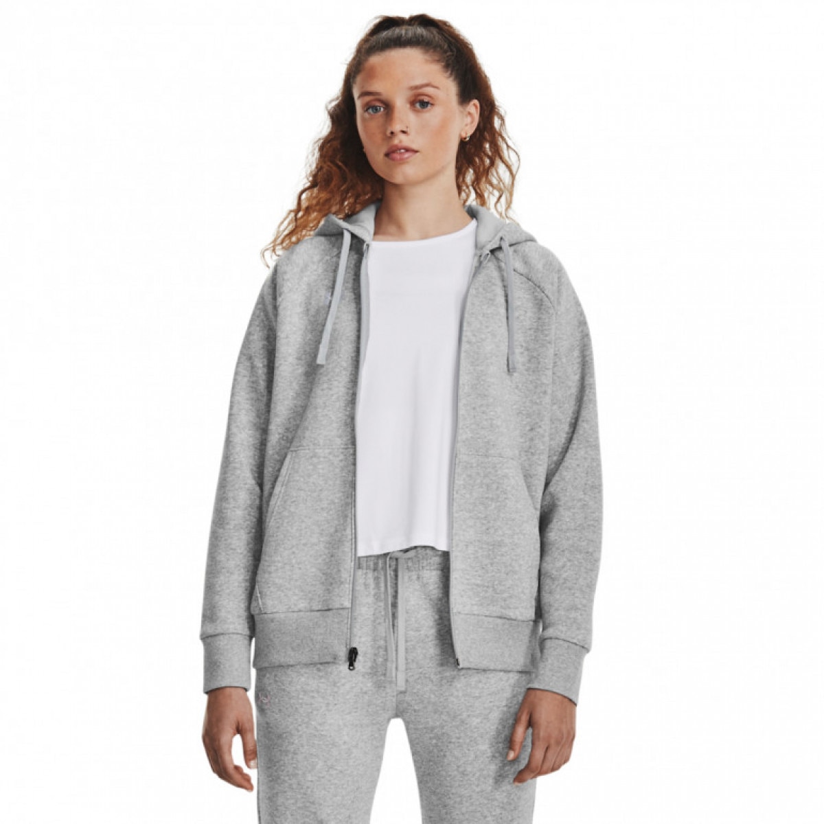 Damska bluza dresowa rozpinana z kapturem Under Armour UA Rival Fleece FZ Hoodie - szara - UNDER ARMOUR