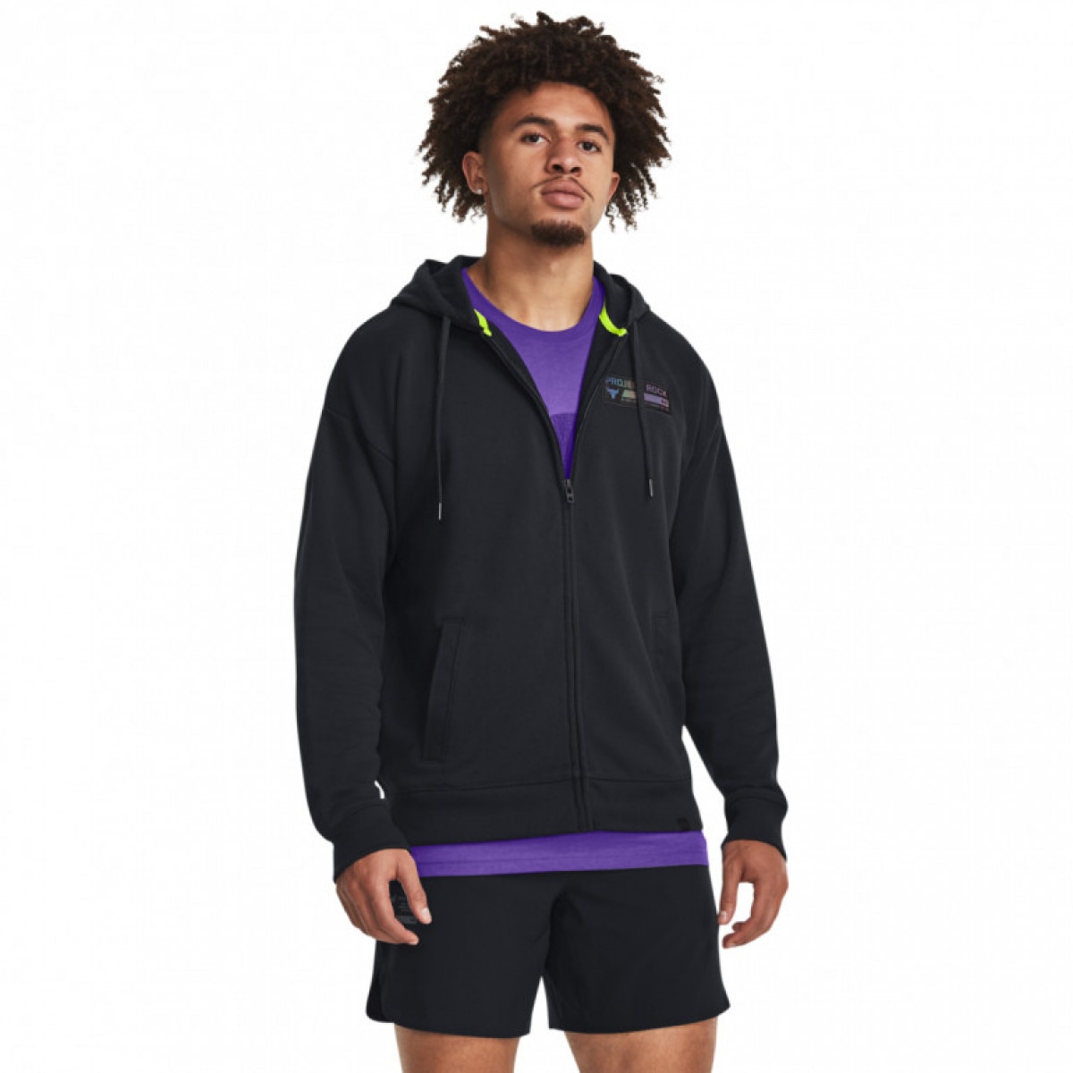 Męska bluza treningowa rozpinana z kapturem Under Armour Hwt Terry FZ- Project Rock - czarna - UNDER ARMOUR