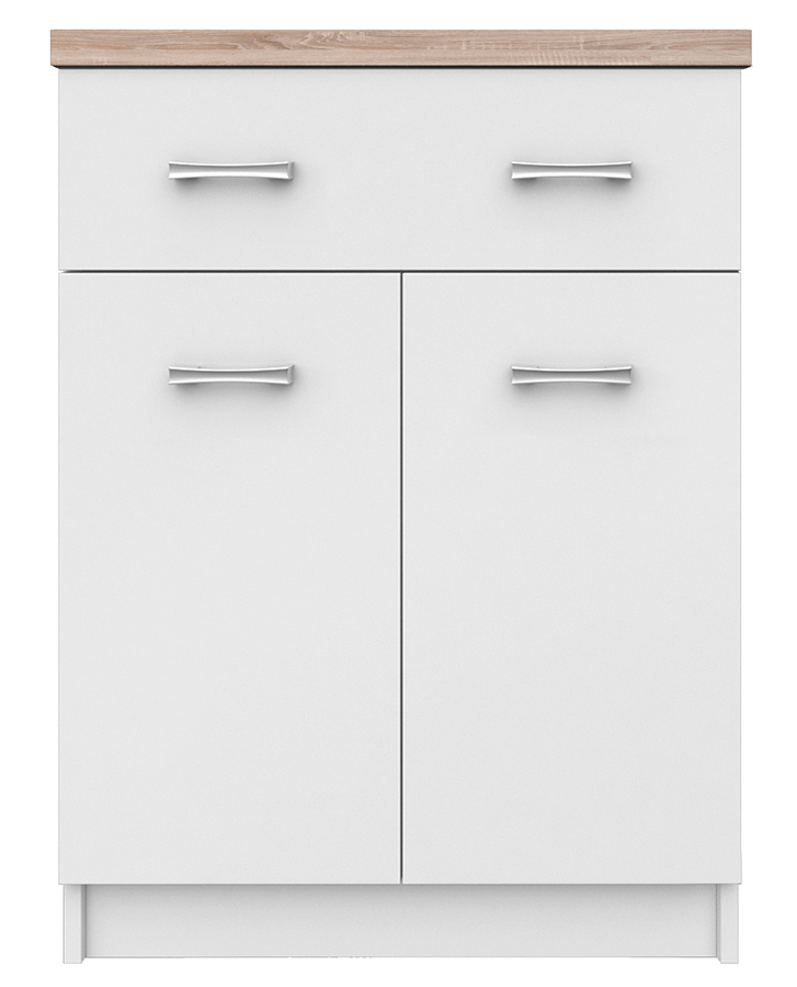 Biała komoda z szufladą i półkami 60 cm E8-N93