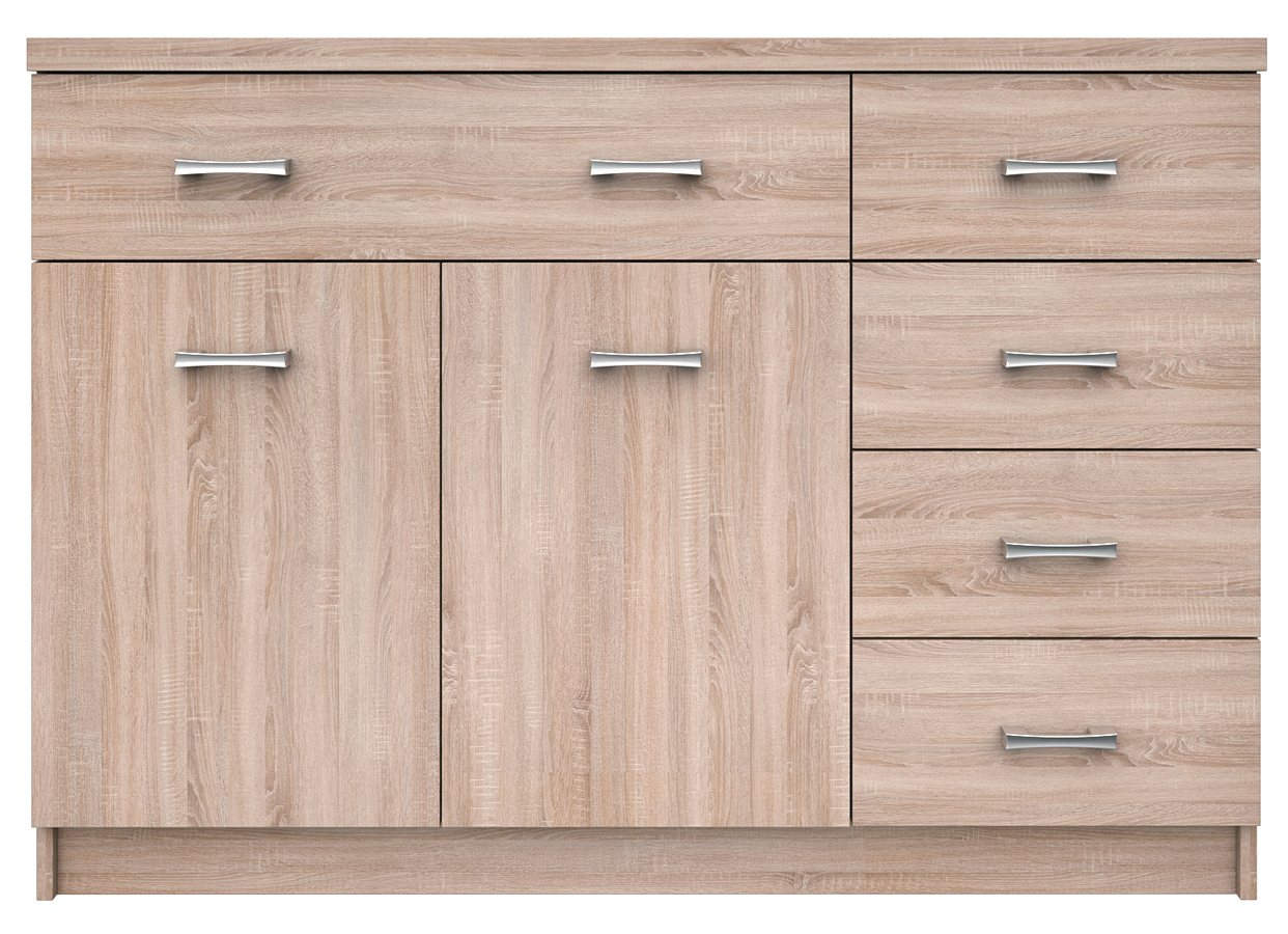 Komoda Z Szafką I 5 Szufladami 120 Cm Dąb Sonoma Nidan 2X