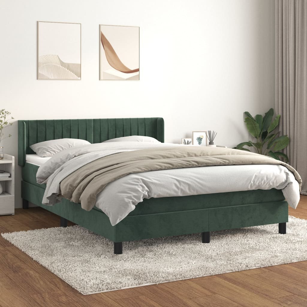Łóżko kontynentalne z materacem, zielone, aksamit, 140x190 cm Lumarko!