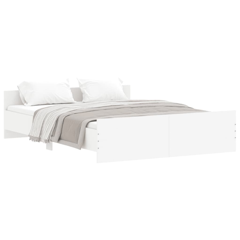 Фото - Ліжко VidaXL Rama łóżka z wezgłowiem i zanóżkiem, biała, 140x200 cm Lumarko! 