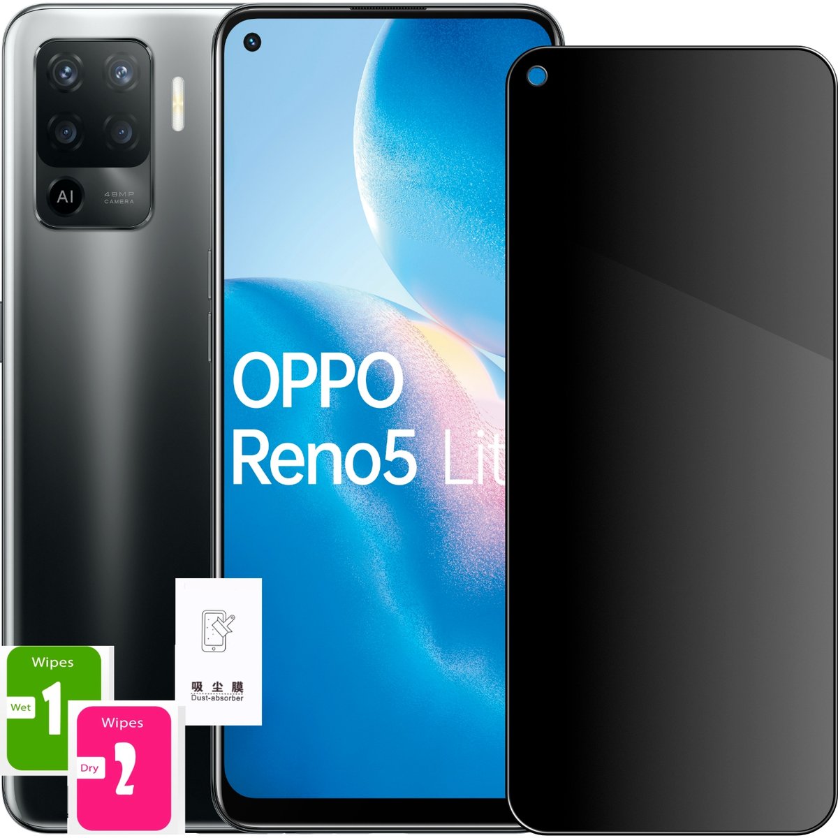 Szkło Hartowane Do Oppo Reno 5 Lite Antyszpiegowskie Anti-Spy Folia 2.5D 9H