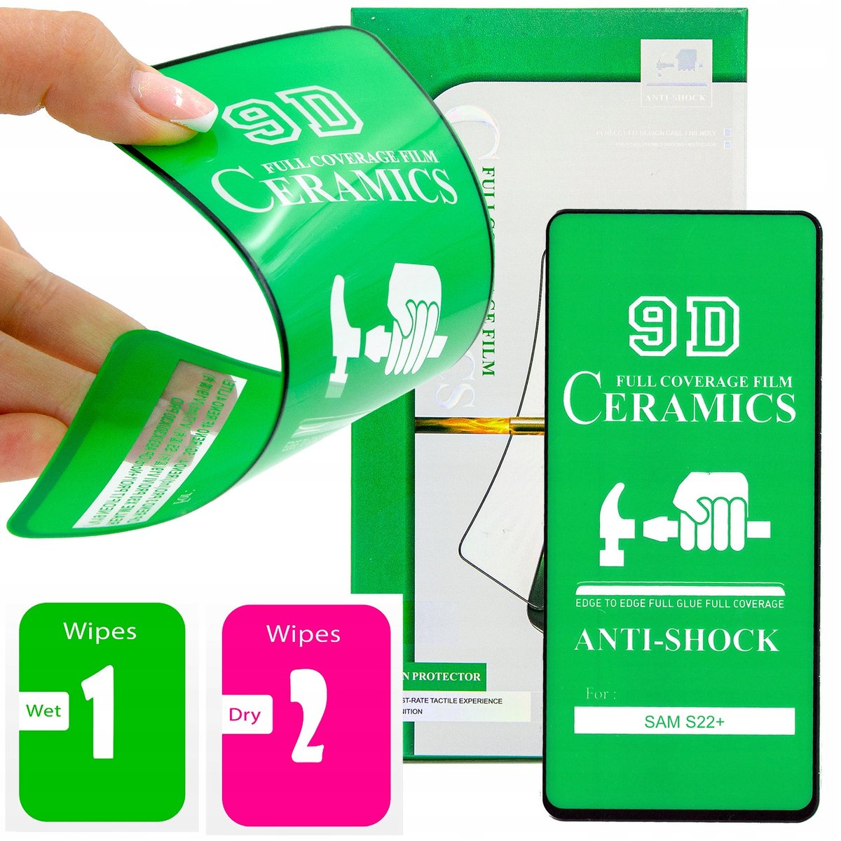 Folia Ochronna Do Samsung Galaxy S22 Plus Szkło Pełne Na Cały Ekran 5D 9H