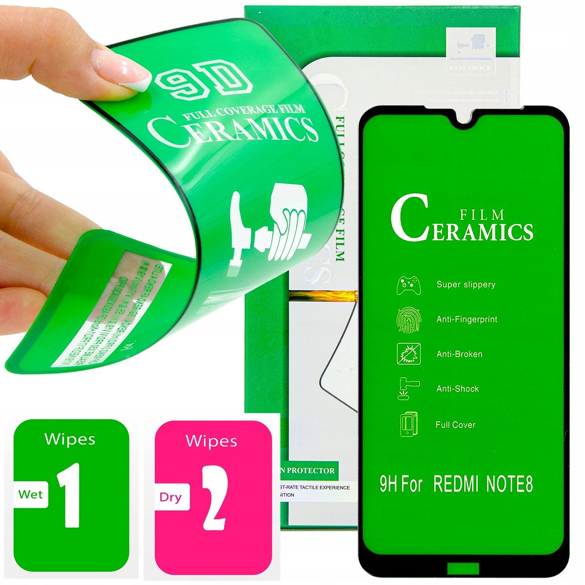 Folia Ochronna Do Xiaomi Redmi Note 8 Szkło Pełne Na Cały Ekran 5D 9H Flexy