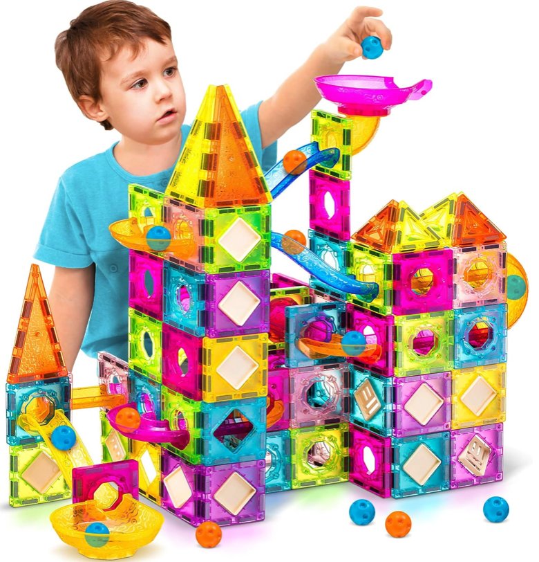 Klocki Magnetyczne Dla Dziecka 3D Edukacyjne Duże Świecący Tor Kulkowy 98El