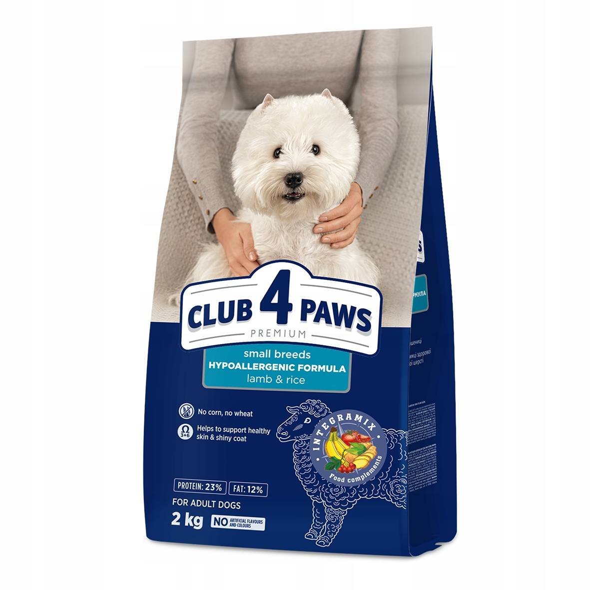 CLUB 4 PAWS Premium pełnoporcjowa sucha karma dla dorosłych psów małych ras - jagnięcina i ryż 2 kg