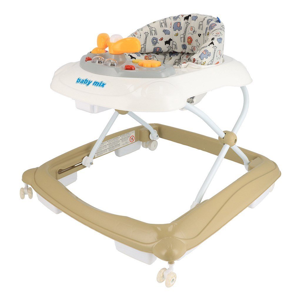 BABY MIX Chodzik z kierownicą i silikonowymi kółkami cappucino 47977