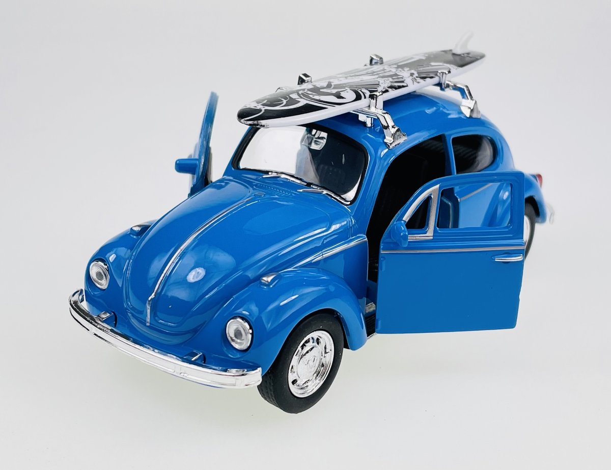 Welly Vw Volkswagen Beetle Z Deską Niebieski 1:34 Samochód Nowy Metalowy Model
