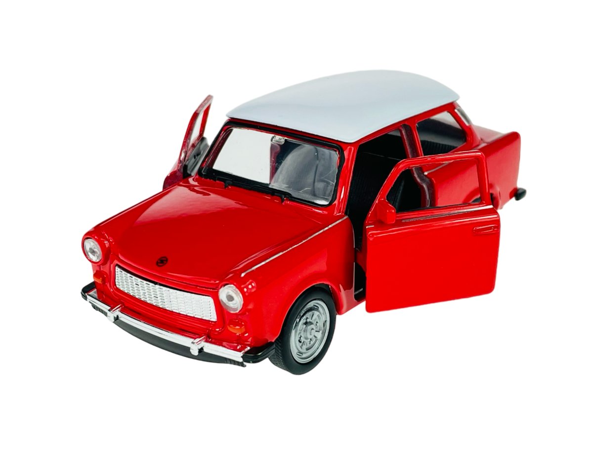 Welly Trabant 601 Czerwony Z Białym Dachem 1:34 Samochód Nowy Metalowy Model