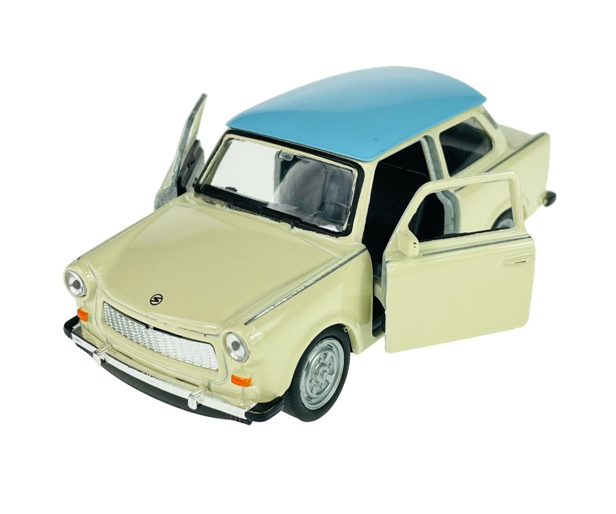 Welly Trabant 601 Beżowy Z Niebieskim Dachem 1:34 Samochów Nowy Metalowy Model