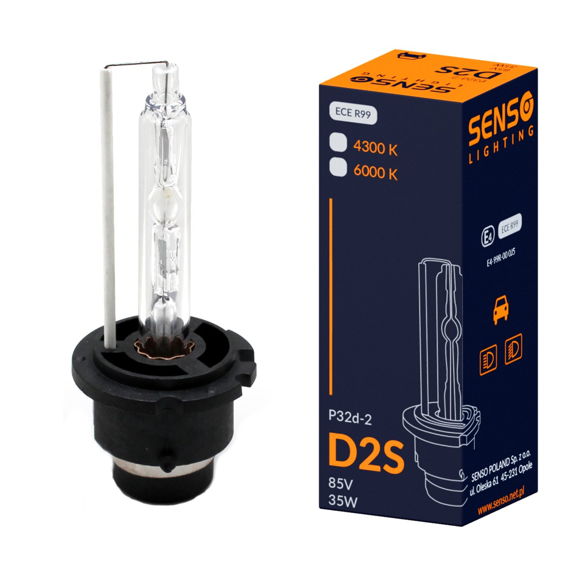 Żarnik Senso D2S 6000K Xenon Homologacja E4 Basic Zimna Biel