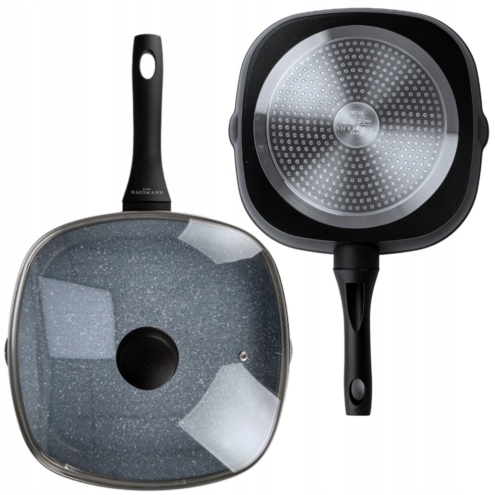 PATELNIA GRILLOWA z POKRYWKĄ PATELNIA INDUKCJA GAZ GRANITOWA 28 cm GREBLON