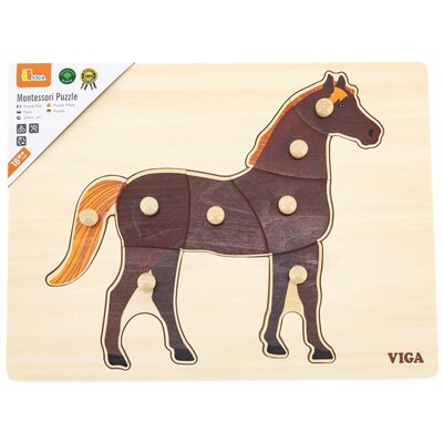 VIGA Toys Drewniane Puzzle Montessori Koń z Pinezkami
