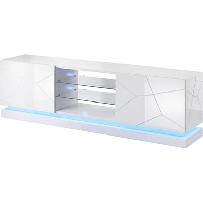 Cama MEBLE MEBLE Szafka RTV QIU 200 MDF biały połysk/ biały połysk