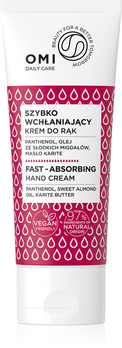 OMI, Szybko Wchłaniający Krem Do Rąk Vegan, Panthenol, Olej Z Migdałów, Masło Karite, 75ml (58903124 )