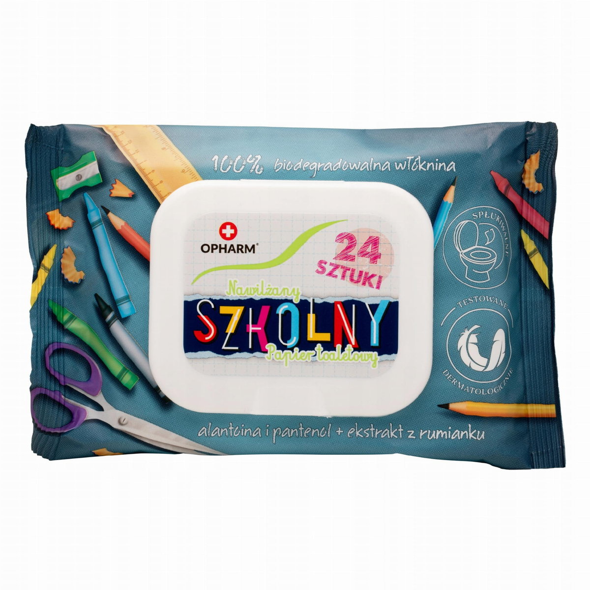 Opharm Nawilżany Papier Toaletowy Szkolny 24szt