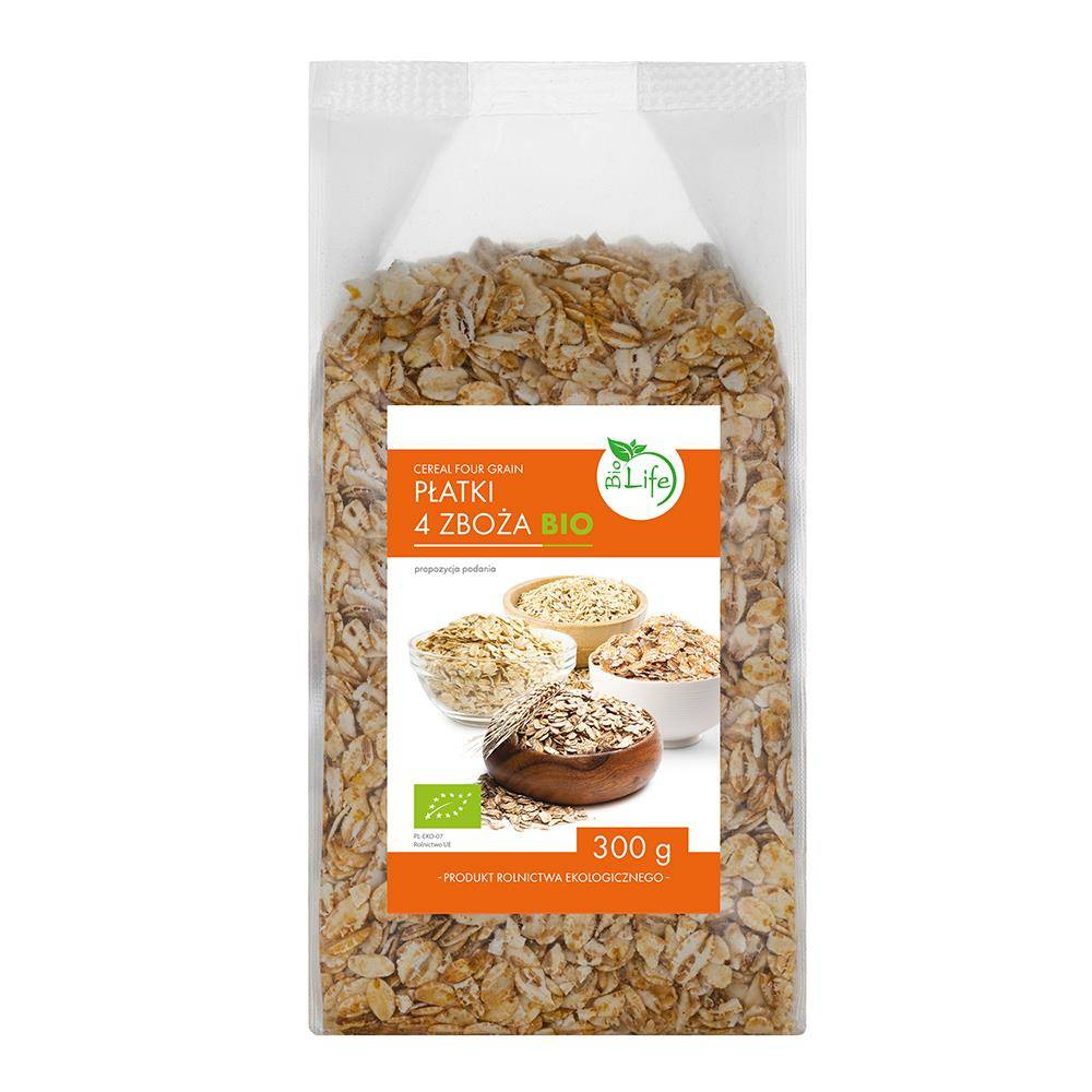 BioLife Płatki 4 zboża bio 300 g