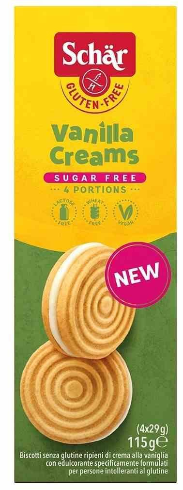 Markizy z kremem waniliowym Vanilla Creams bez cukru bezglutenowe 115 g Schar