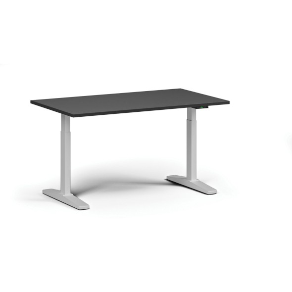 Stół z regulacją wysokości, elektryczny, 675-1325 mm, blat 1400x800 mm, podstawa biała, grafit