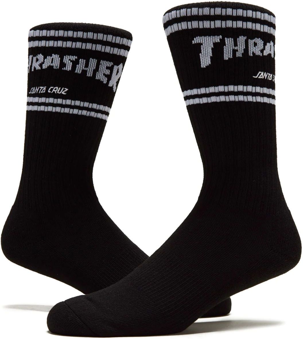 skarpety męskie SANTA CRUZ (THRASHER) STRIP CREW SOCKS Black