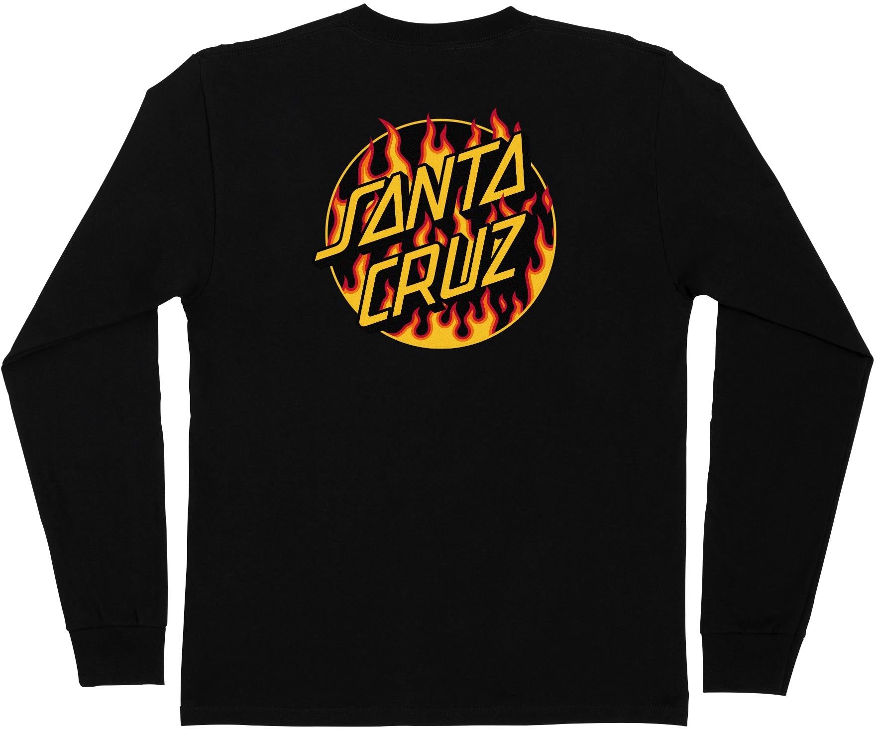t-shirt męski SANTA CRUZ (THRASHER) FLAME DOT LS TEE Black