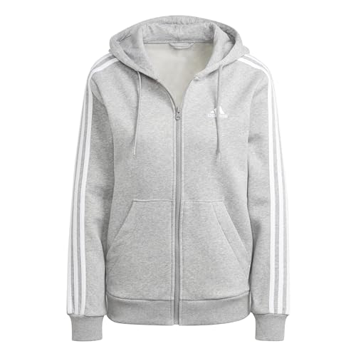 adidas Damska bluza z kapturem, Średni szary wrzosowy/biały, M