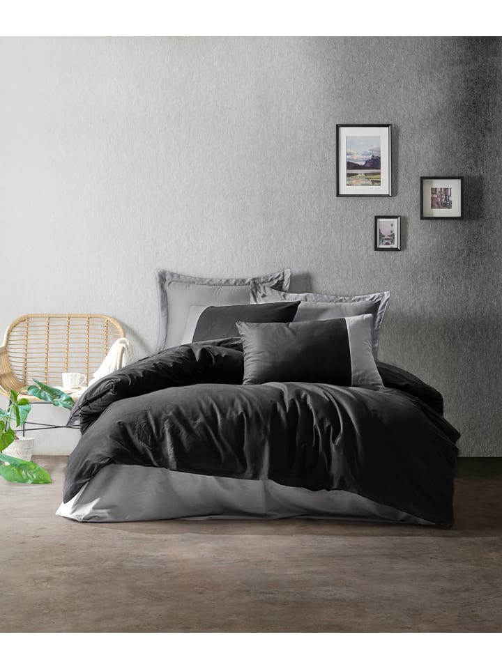 Colorful Cotton Komplet pościeli renforcé w kolorze czarno-szarym