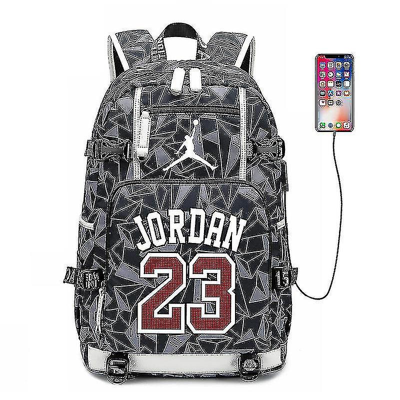 Nba Peripheral Series Star Wielofunkcyjny plecak USB Luminous Fluorescent Backpack H-u Szary Jordan
