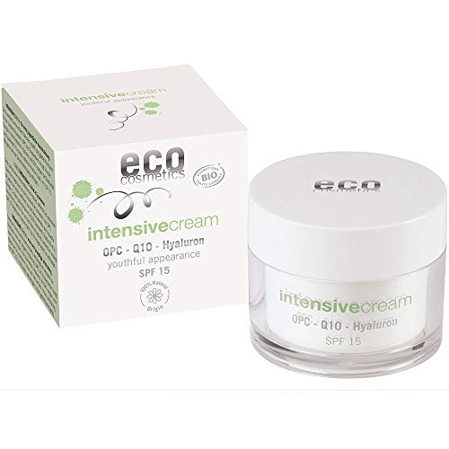 eco cosmetics Bio intensywny krem na dzień z OPC, Q10 i kwasem hialuronowym, wegański krem przeciwzmarszczkowy, LSF 10, 1 x 50 ml