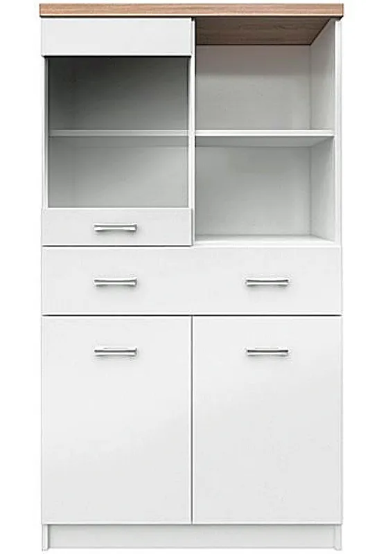 Biała Wysoka Komoda Z Witryną W2-P41