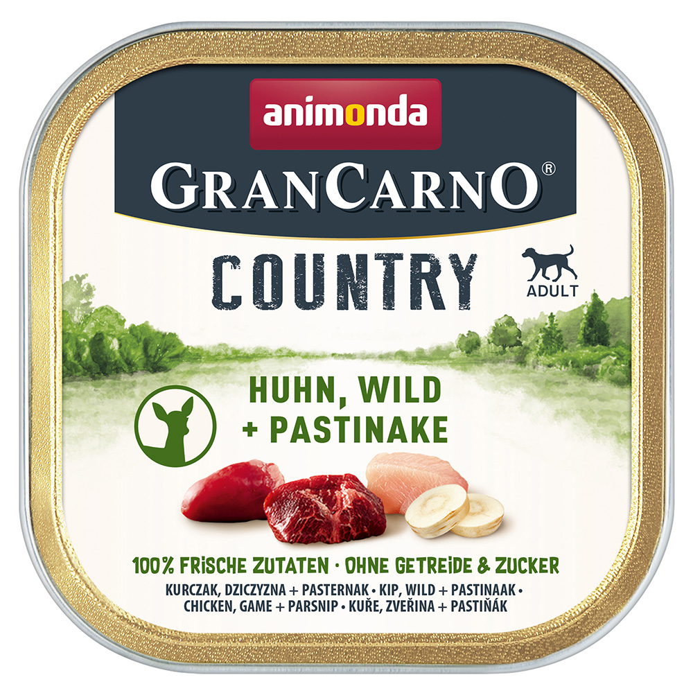 Pakiet Animonda GranCarno Adult Country, 44 x 150 g - Kurczak, dziczyzna i pasternak