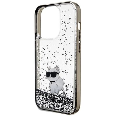 Etui KARL LAGERFELD Hardcase Liquid Glitter Choupette do iPhone 14 Pro 6,1 cala Przezroczysty KLHCP14LLKCNSK
